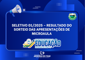 SELETIVO 01/2025 – RESULTADO DO SORTEIO DAS APRESENTAÇÕES DE MICROAULA