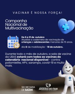 Aroeiras do Itaim realiza Campanha Nacional de Multivacinação para crianças e adolescentes