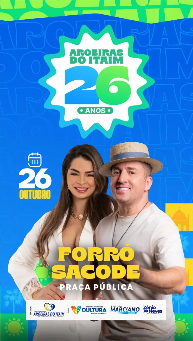 Aniversário de Emancipação | Prefeitura de Aroeiras do Itaim confirma Forró Sacode como segunda atração no próximo dia 26